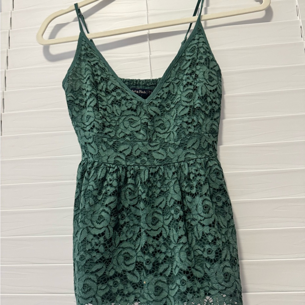 Green Lace Spaghetti Strap Dress Abercrombie & finch